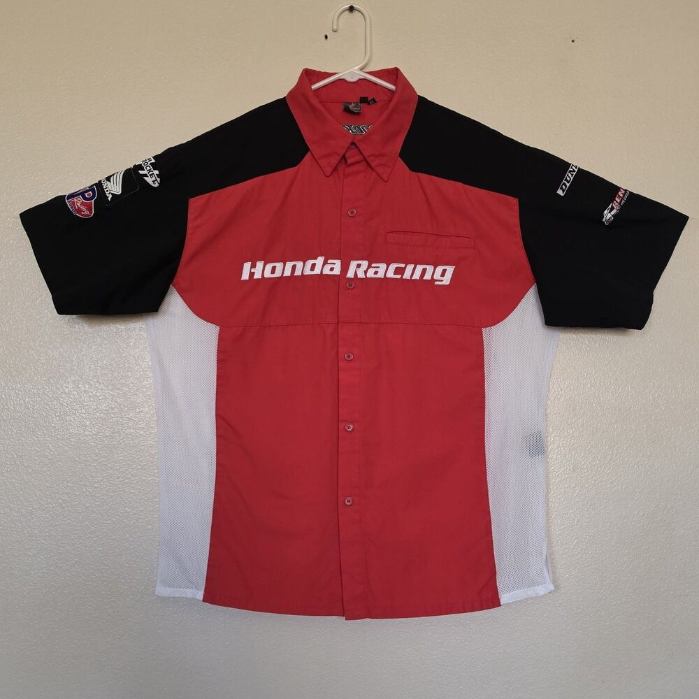 Honda Racing XL Mechanic Shirt Motorcycle Pit Crew Motocross Sponsor Patches